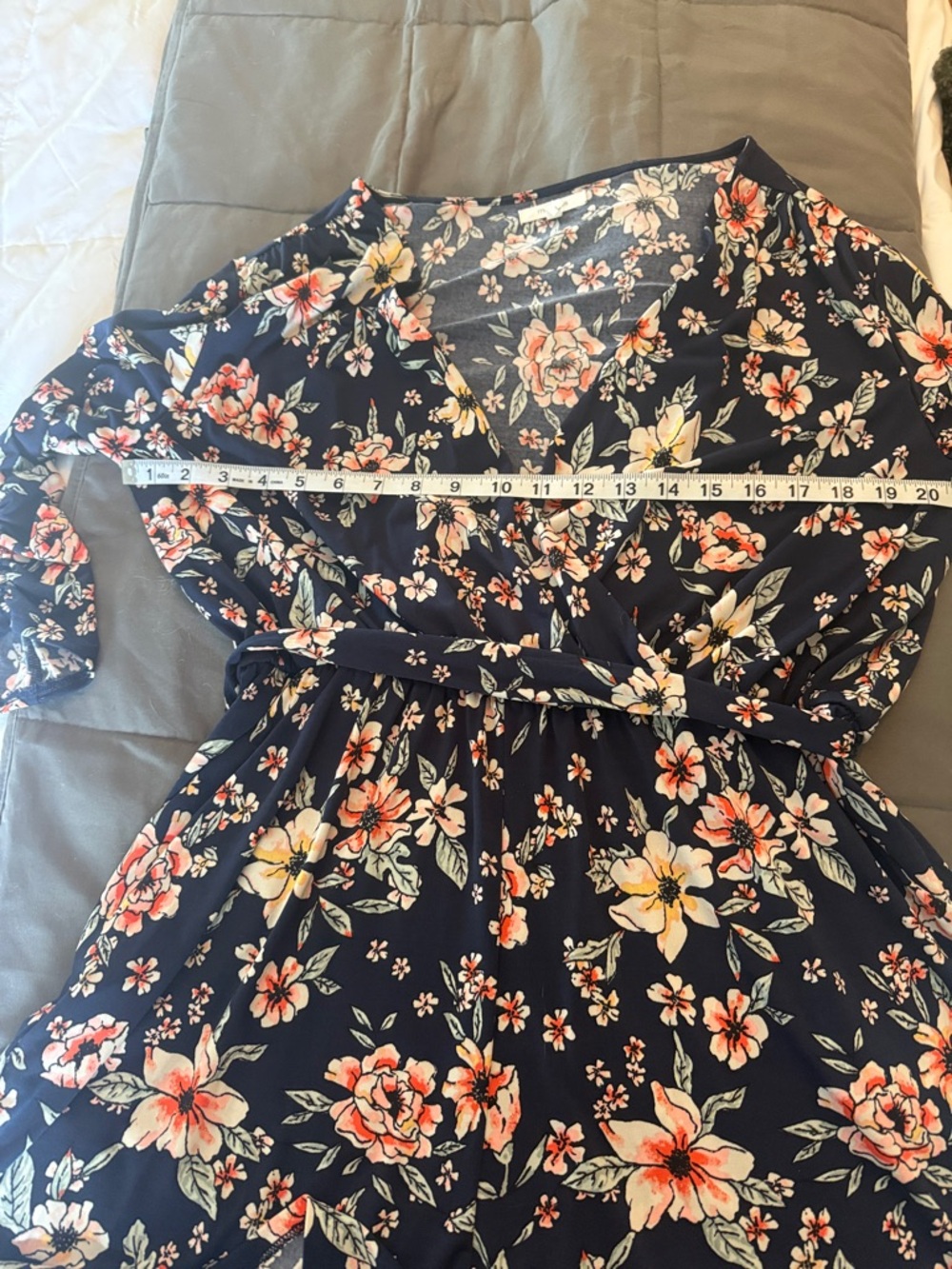 Maurices Navy Floral Wrap Romper with Pink & Cream Flowers - Picture 7 of 8